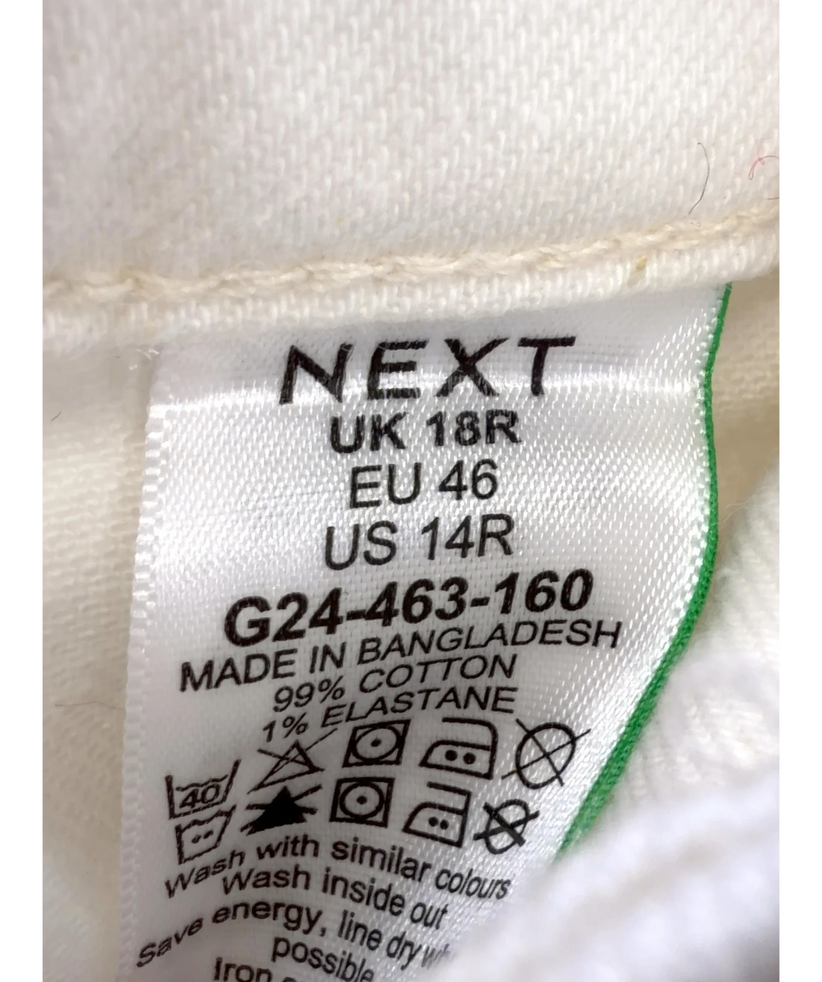 Next Cream high-rise flare jeans, size UK 18 — detail