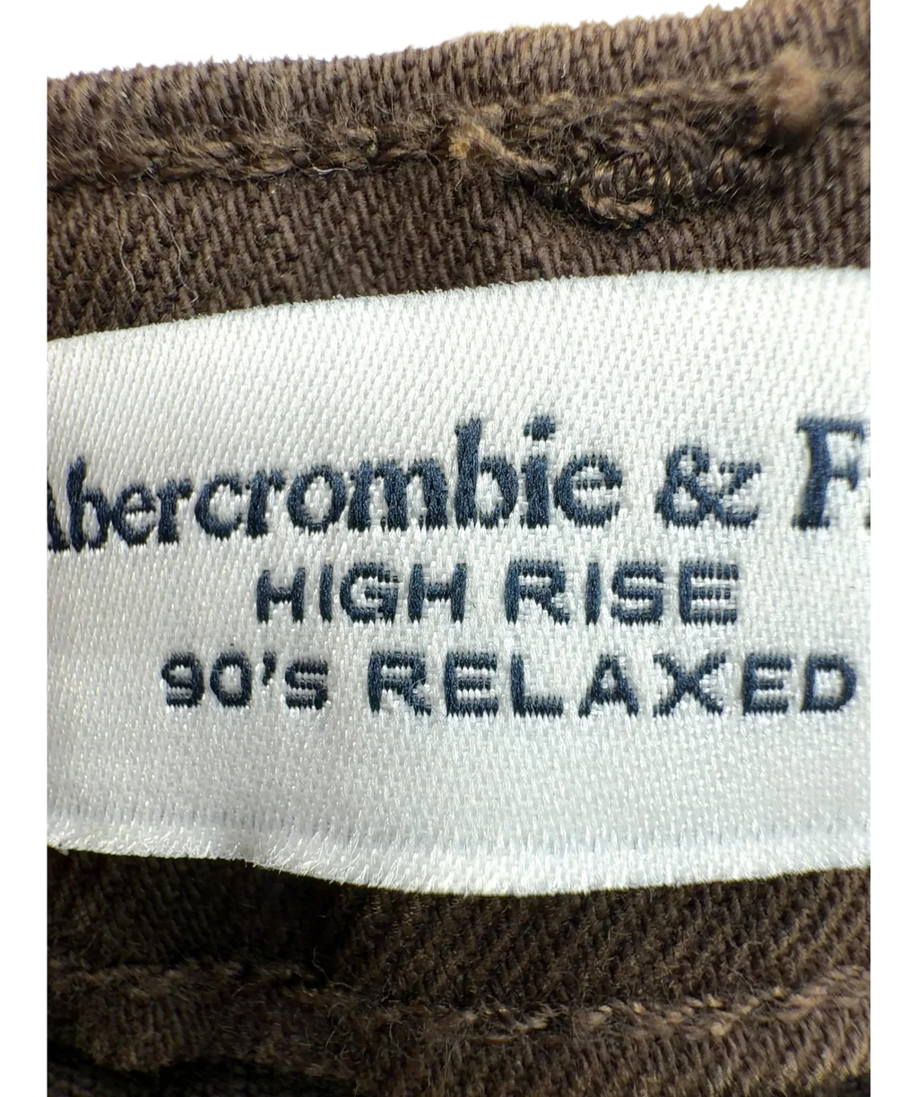 ABERCROMBIE & FITCH Brown High Rise 90's Relaxed Jeans, size W34 — fabric detail