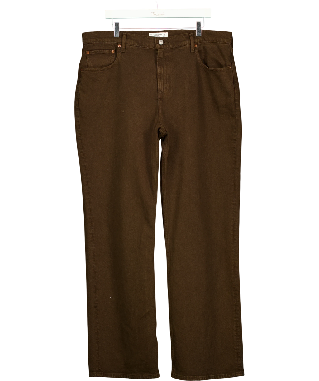 ABERCROMBIE & FITCH Brown High Rise 90's Relaxed Jeans, size W34 — front