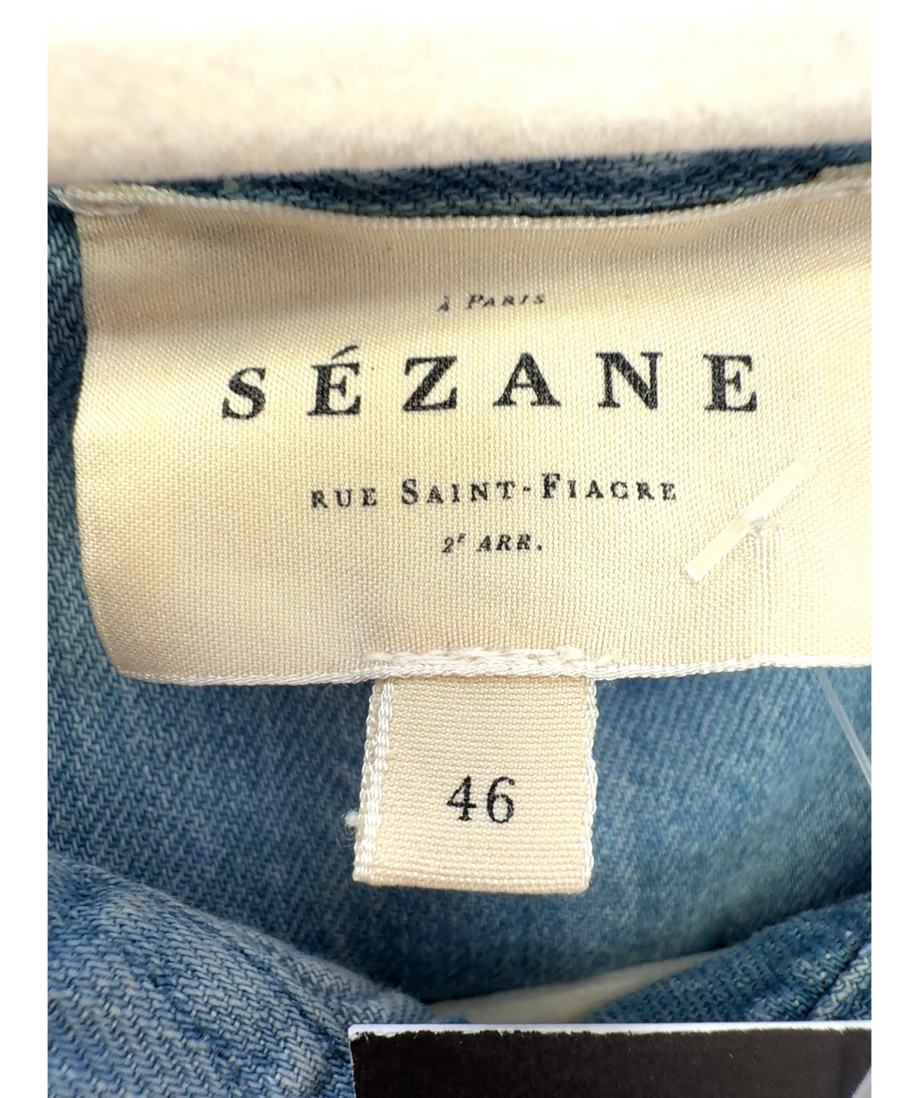 Sézane light blue Max Shirt, size UK 18 — detail