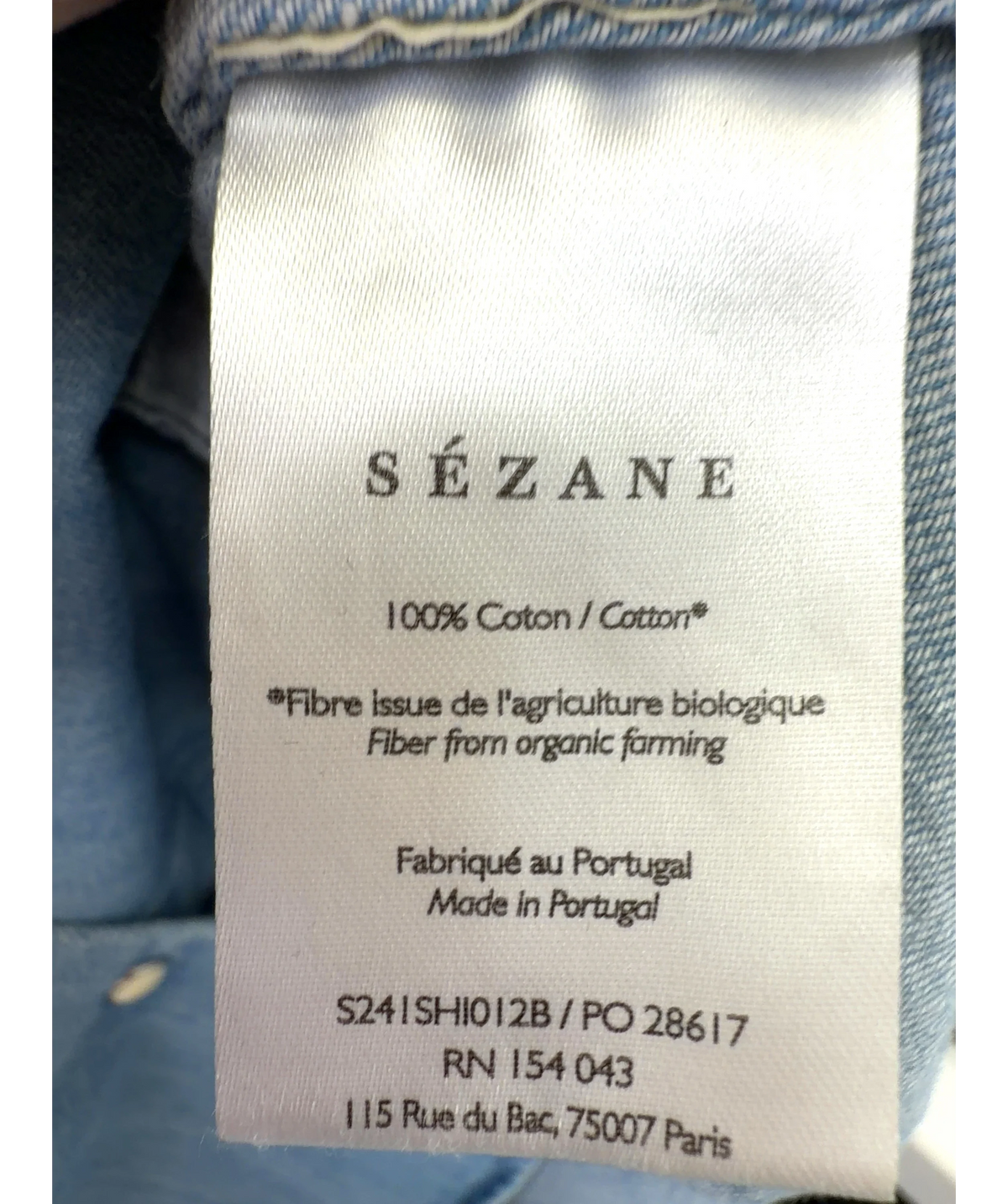 Sézane light blue Max Shirt, size UK 18 — label
