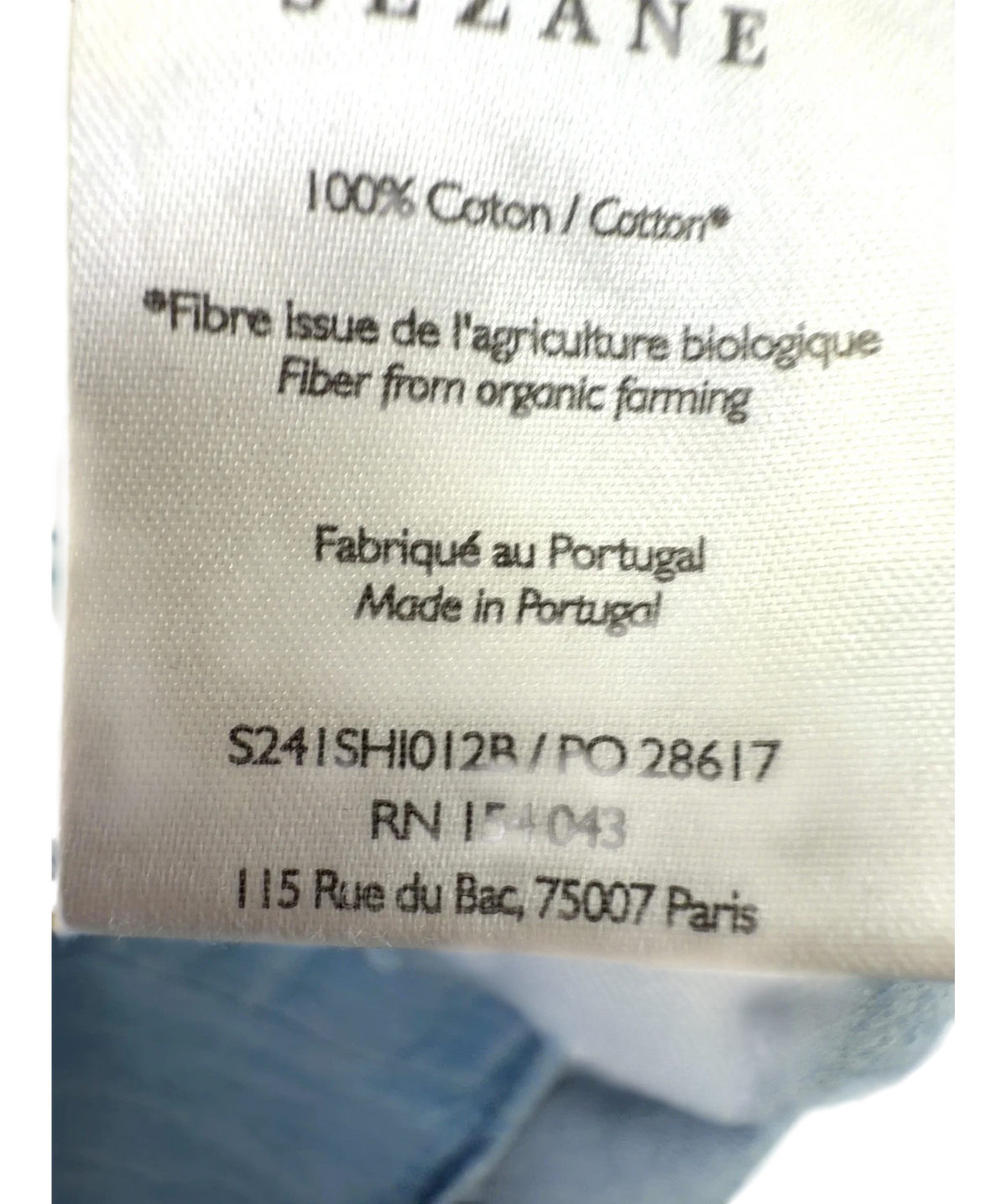 Sézane light blue Max Shirt, size UK 18 — fabric detail