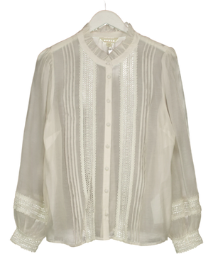 Boden Lace Trim Top White UK 18