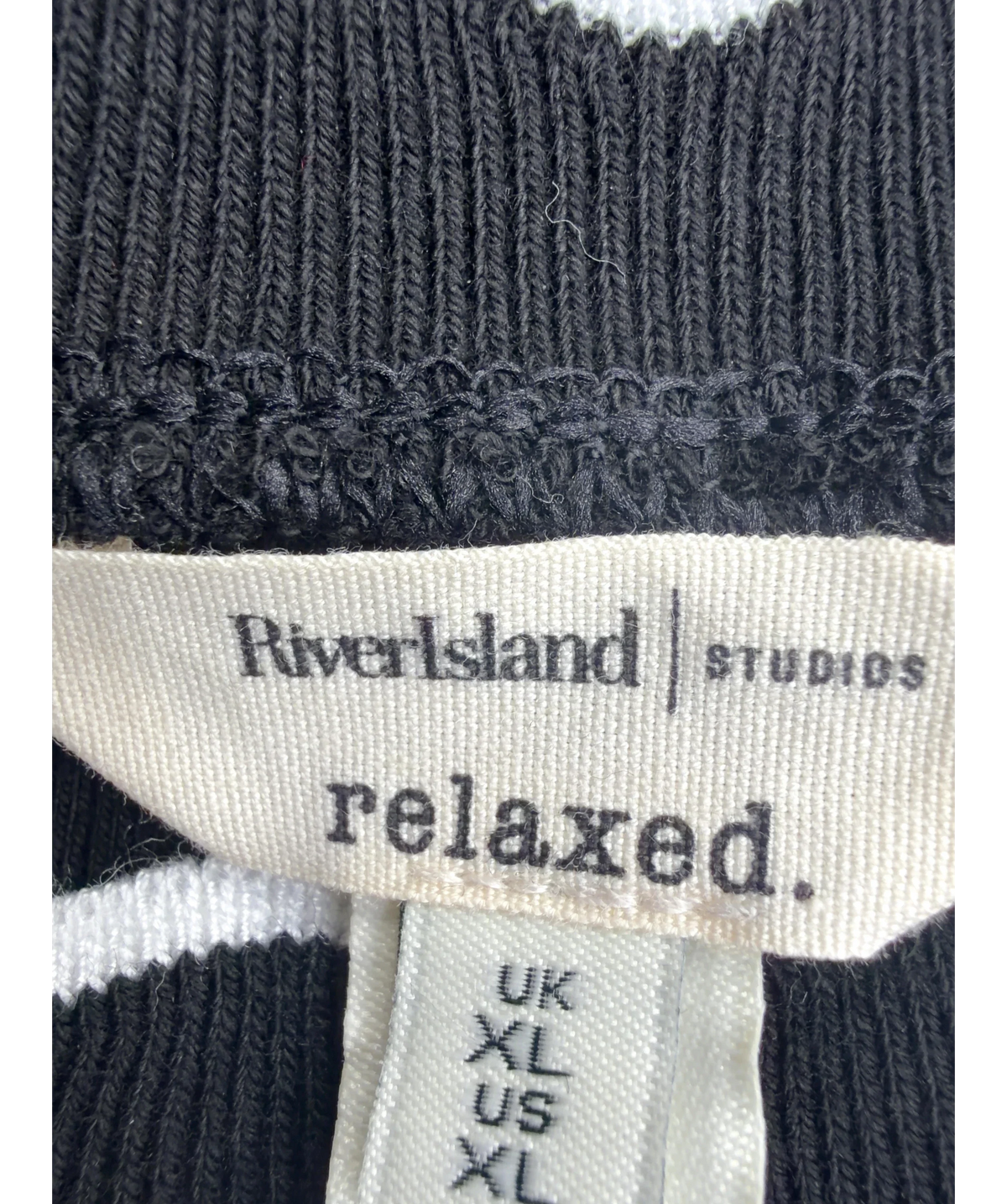 River Island Black Black Scallop Trim Ribbed Cardigan, size UK XL — detail