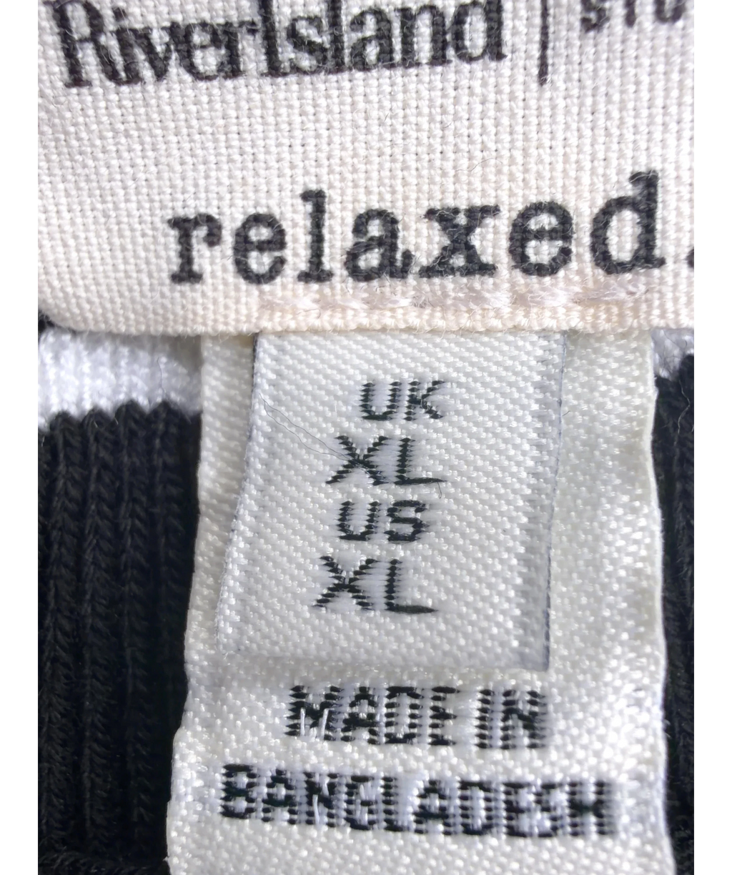 River Island Black Black Scallop Trim Ribbed Cardigan, size UK XL — care label