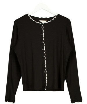 River Island Black Scallop Trim Ribbed Cardigan UK XL