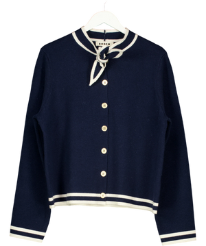 Boden Tie Milano Jacket Blue and White Cardigan UK 18
