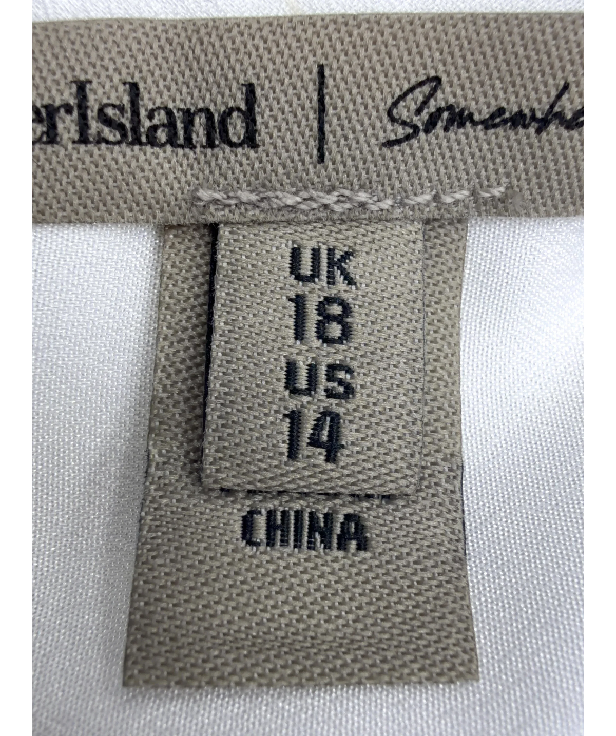River Island White Colour, size UK 18 — care label