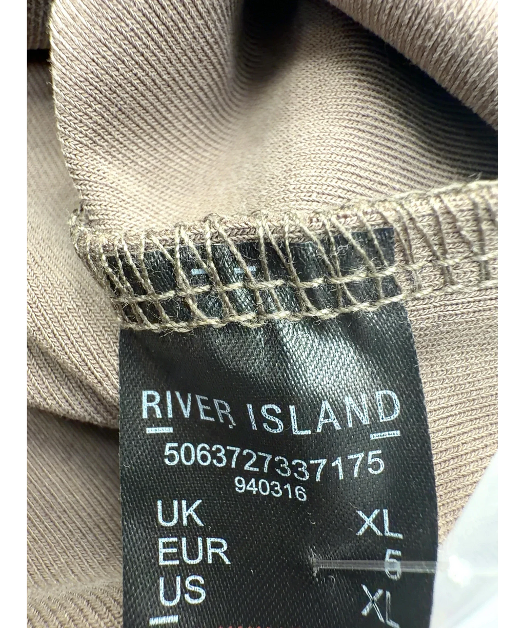 River Island Brown Brown Long Sleeve Soft Touch Top / Button-Through Cardigan, size UK XL — fabric detail