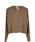 River Island Brown Brown Long Sleeve Soft Touch Top / Button-Through Cardigan, size UK XL — front