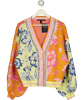 River Island Multicoloured multicoloured floral crystal-embellished cardigan, size UK XL — front