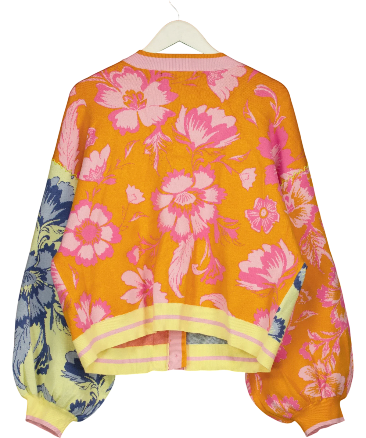 River Island Multicoloured multicoloured floral crystal-embellished cardigan, size UK XL — back