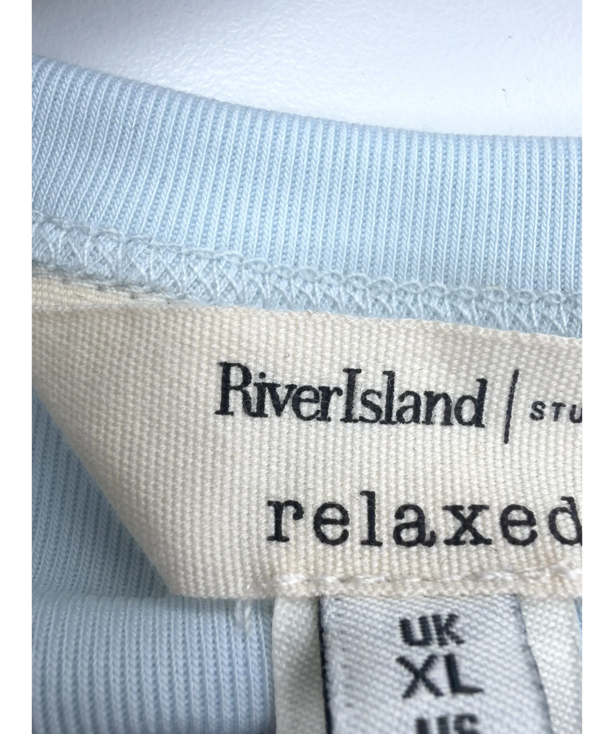 River Island Blue Blue Soft Touch Long Sleeve Top, size UK XL — detail
