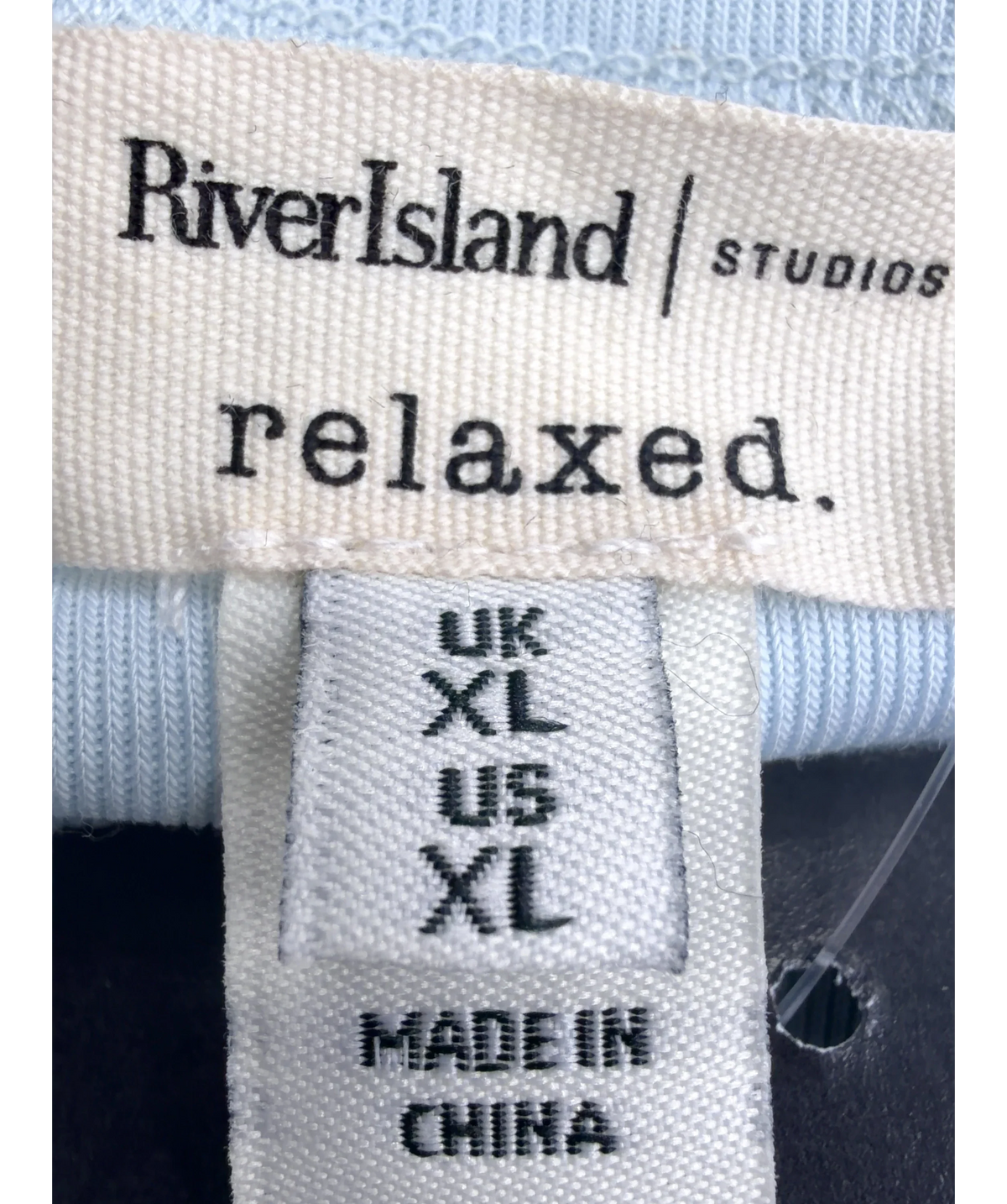 River Island Blue Blue Soft Touch Long Sleeve Top, size UK XL — care label