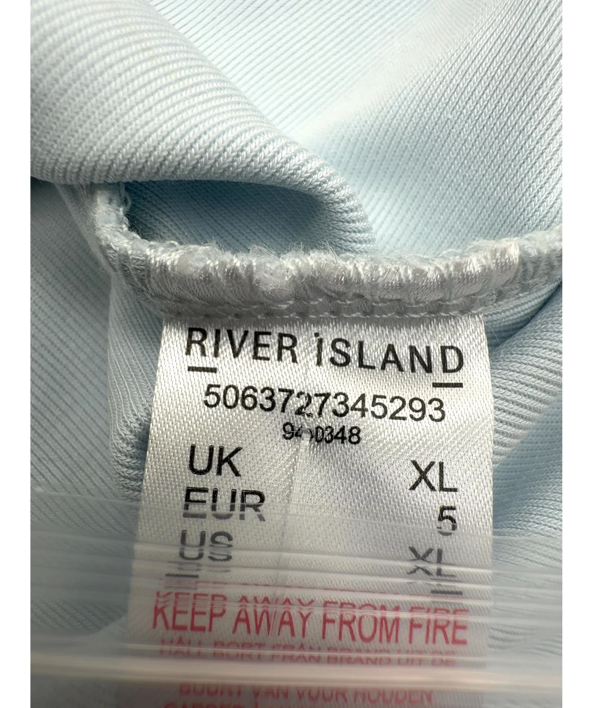 River Island Blue Blue Soft Touch Long Sleeve Top, size UK XL — fabric detail
