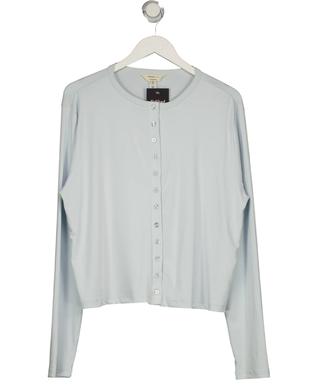 River Island Blue Blue Soft Touch Long Sleeve Top, size UK XL — front