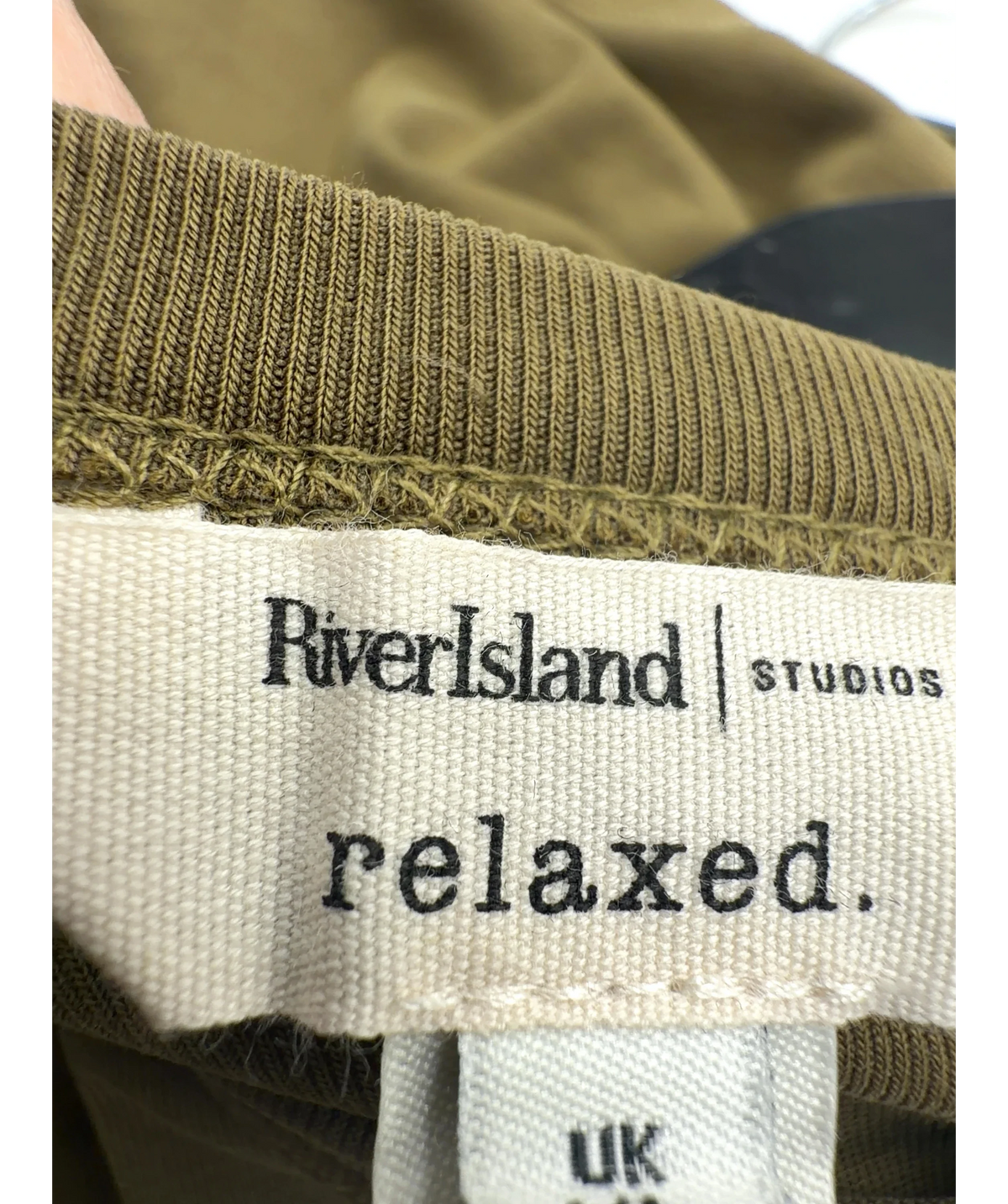 River Island khaki Long Sleeve Soft Touch Top / Button-Through Cardigan, size UK XL — detail