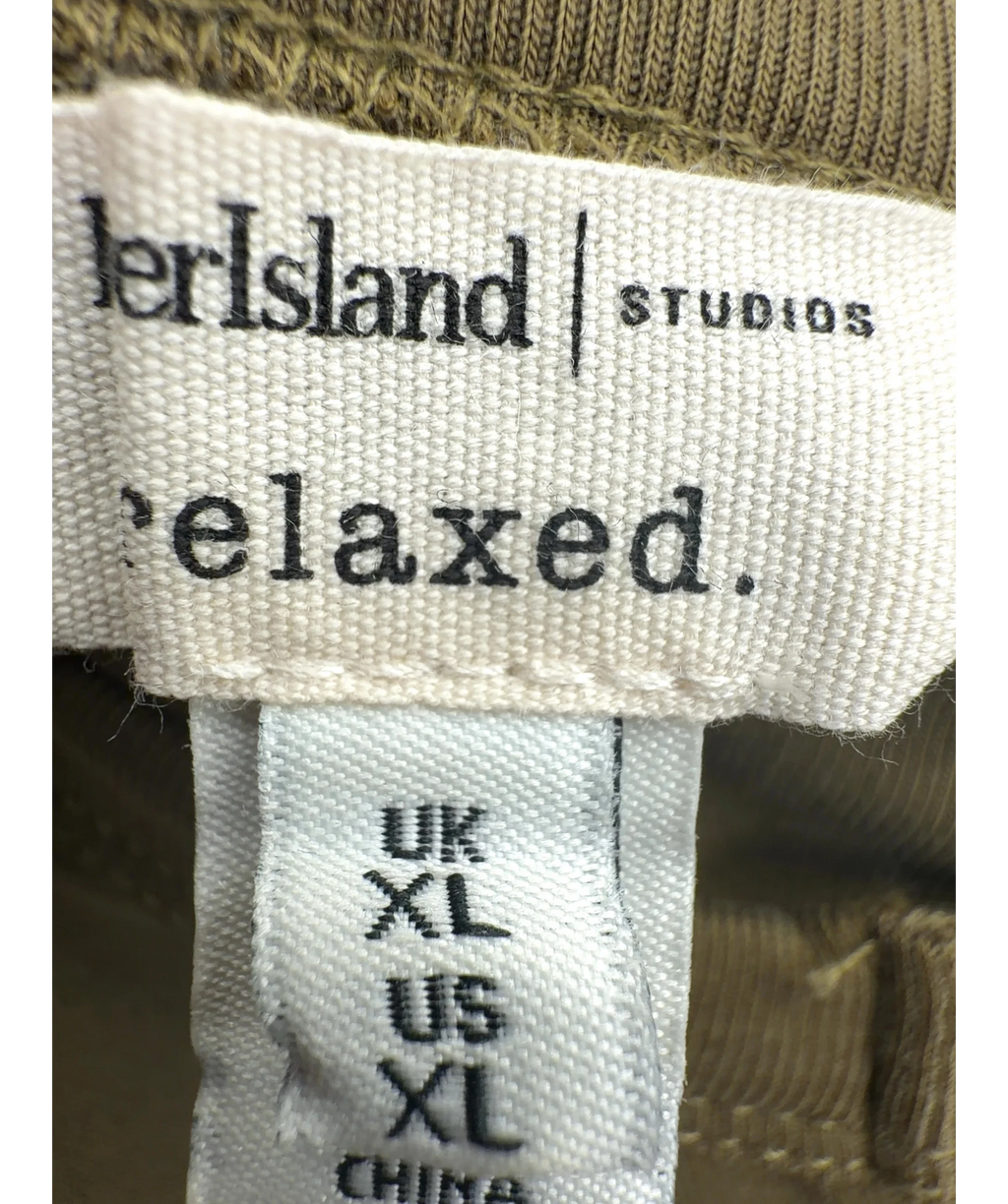River Island khaki Long Sleeve Soft Touch Top / Button-Through Cardigan, size UK XL — care label