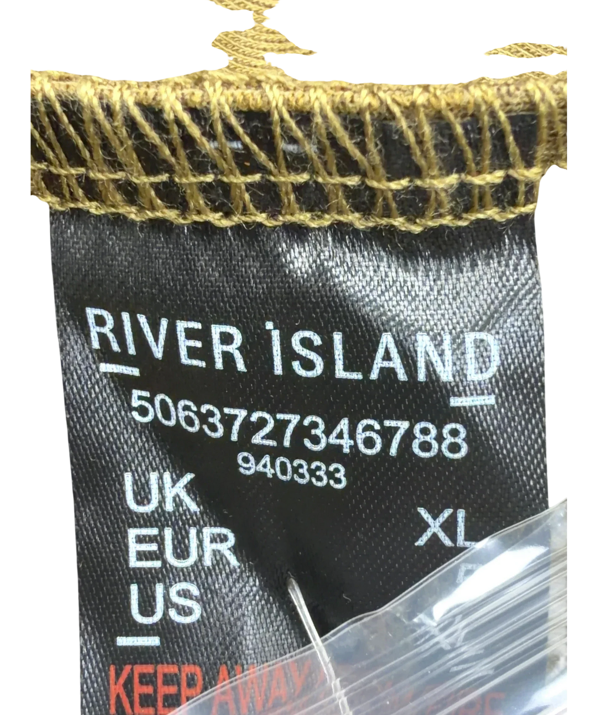 River Island khaki Long Sleeve Soft Touch Top / Button-Through Cardigan, size UK XL — fabric detail