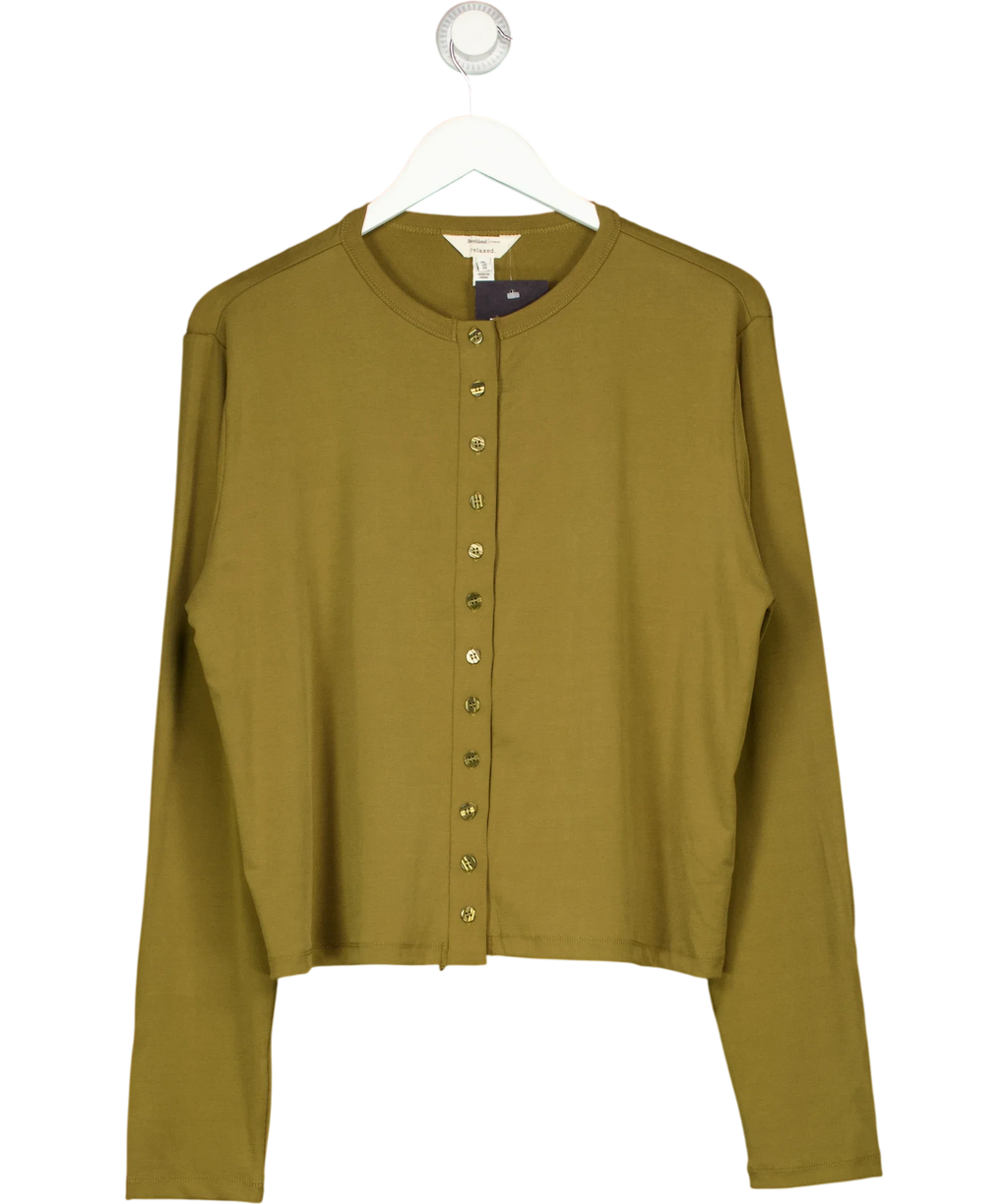 River Island khaki Long Sleeve Soft Touch Top / Button-Through Cardigan, size UK XL — front
