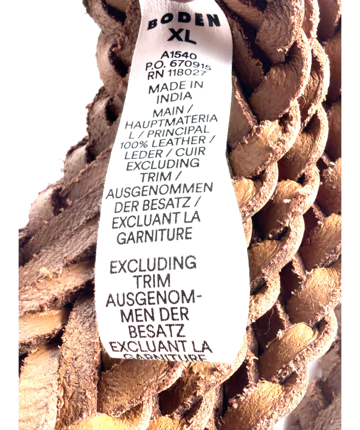 Boden Brown Colour, size UK XL — care label