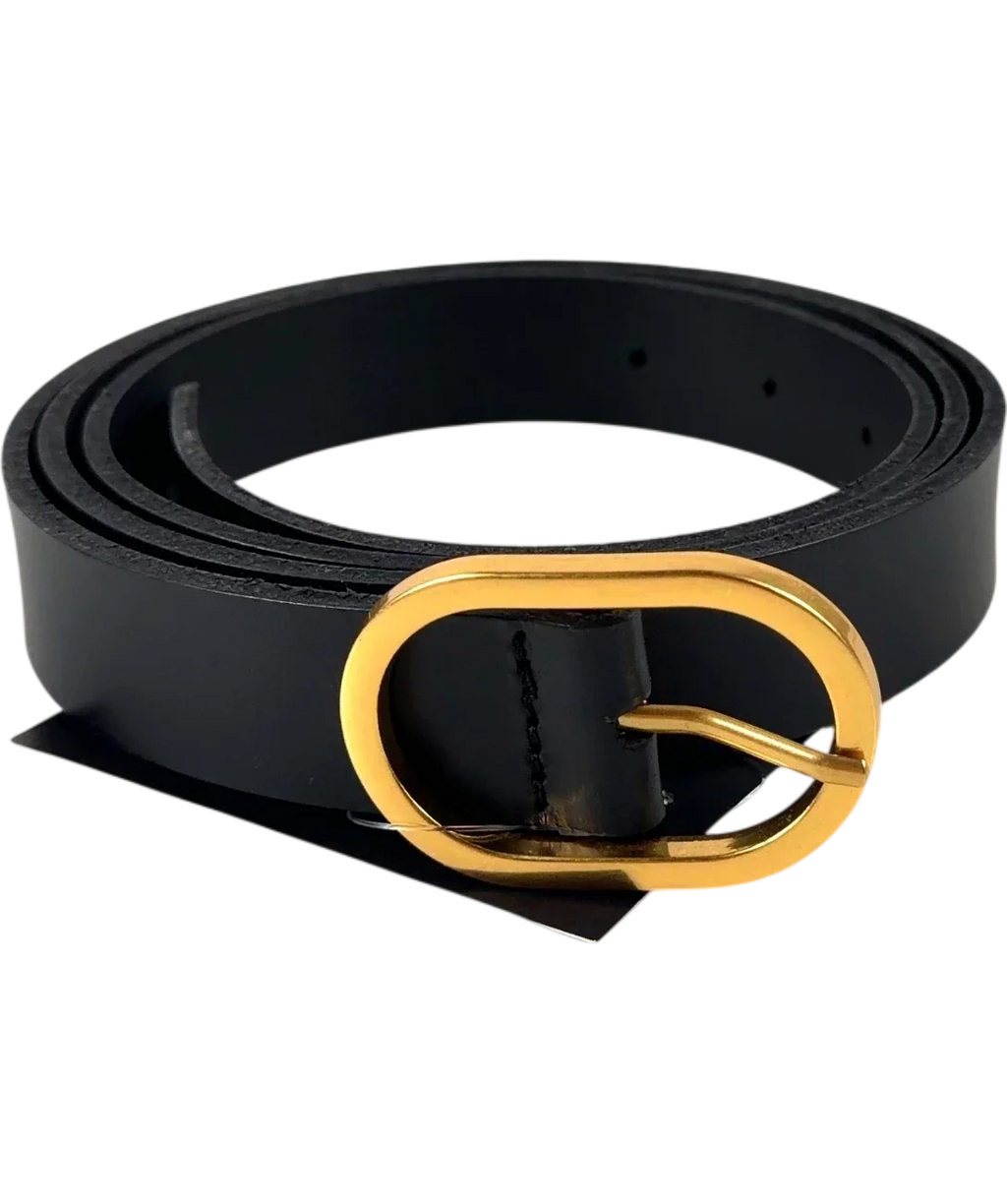 Boden Black Classic Leather Belt, size UK XL — front