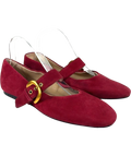 Boden Red Kylie Flat Buckle Mary Jane, size UK 7 EU 40 👠 — front