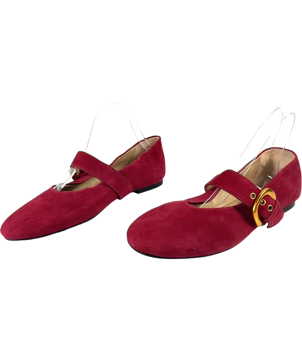 Boden Red Kylie Flat Buckle Mary Jane, size UK 7 EU 40 👠 — label
