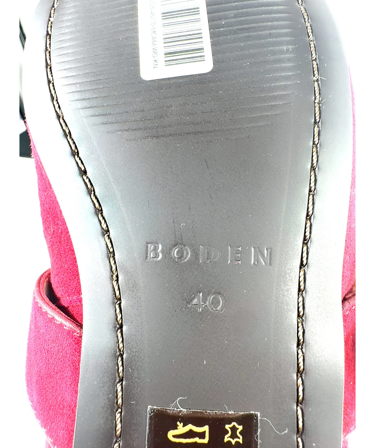 Boden Red Kylie Flat Buckle Mary Jane, size UK 7 EU 40 👠 — fabric detail