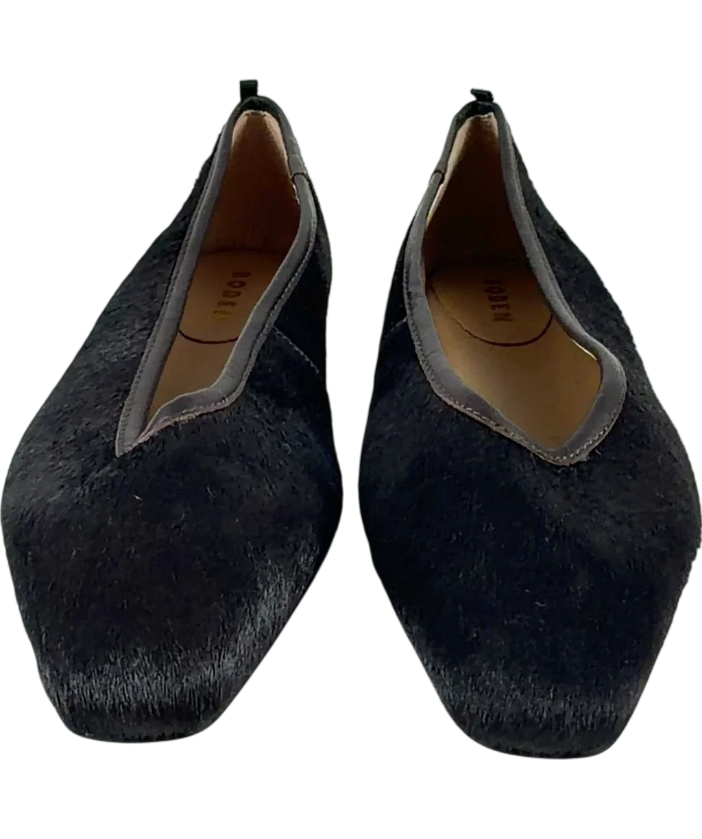 Boden Brown Calf Hair Square Toe Flats, size UK 7 EU 40 👠 — detail
