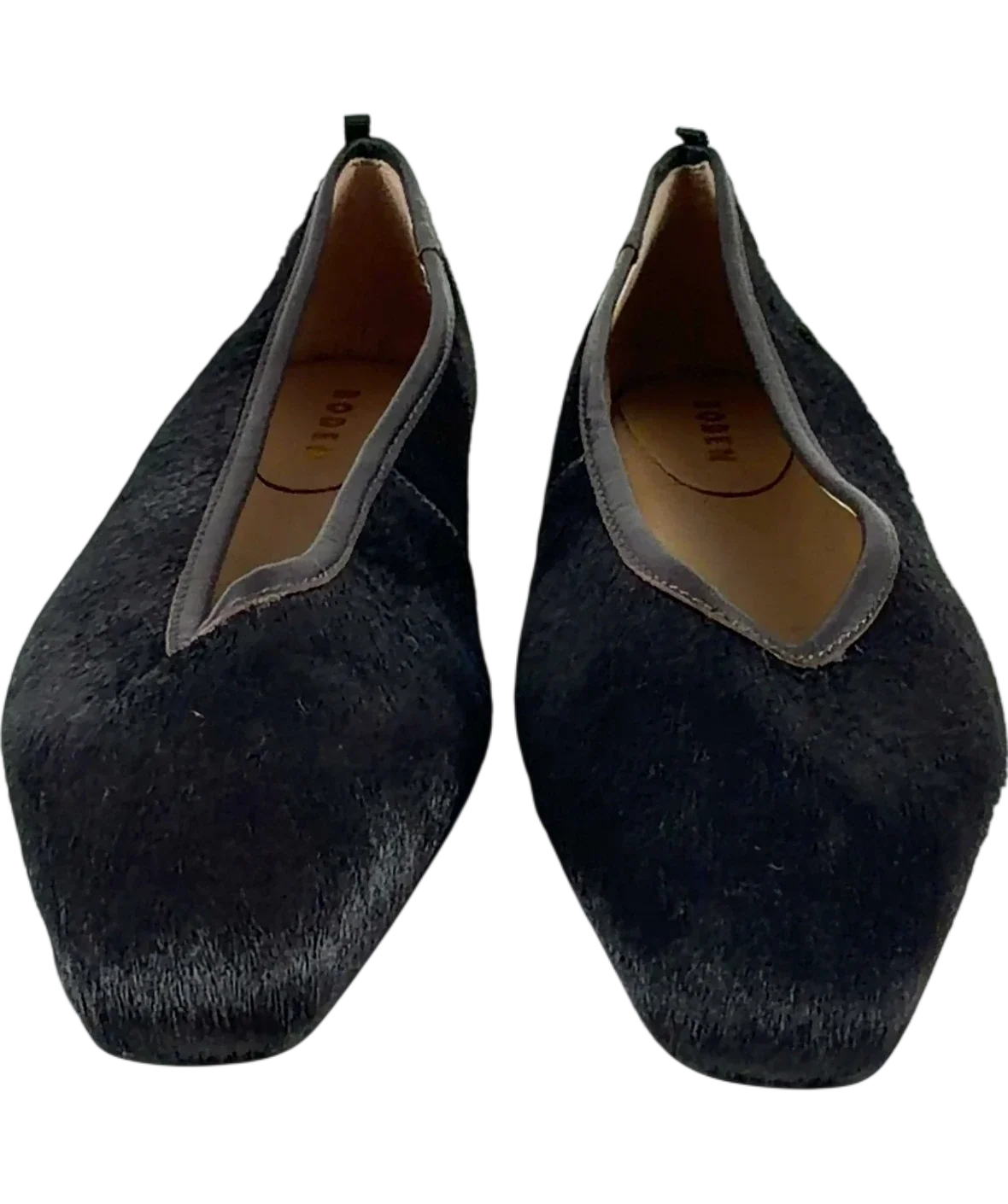 Boden Brown Calf Hair Square Toe Flats, size UK 7 EU 40 👠 — detail