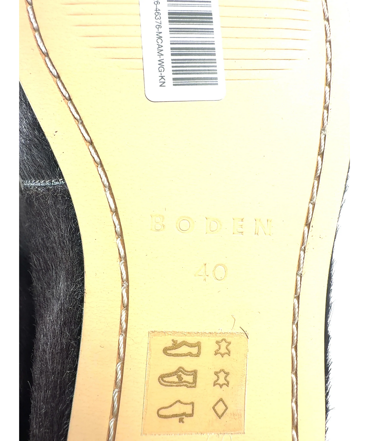 Boden Brown Calf Hair Square Toe Flats, size UK 7 EU 40 👠 — care label