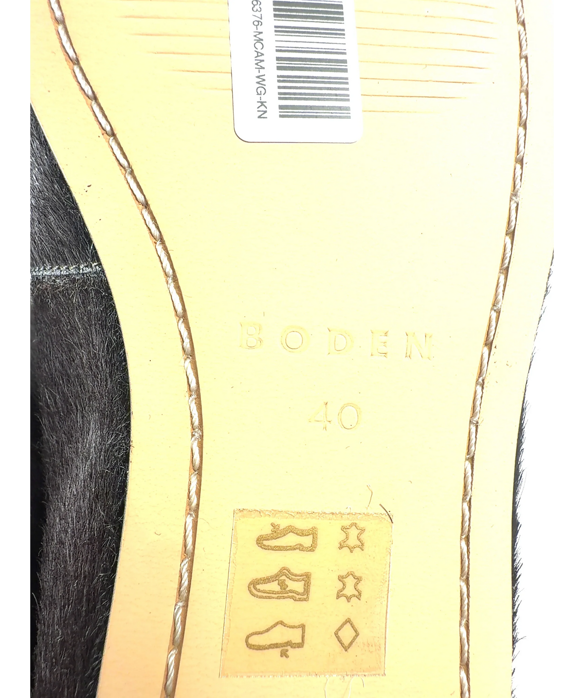 Boden Brown Calf Hair Square Toe Flats, size UK 7 EU 40 👠 — fabric detail