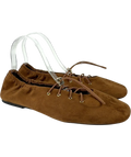 River Island Brown Brown Faux Suede Lace Up Ballet Flats, size UK 8 EU 41 👠 — front