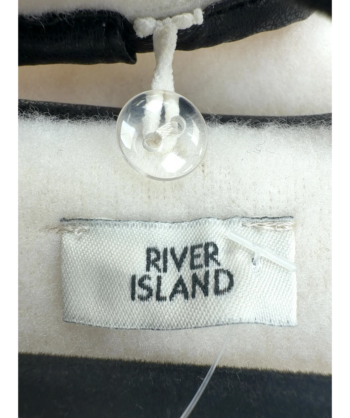 River Island Cream Cream Faux Leather Trim Scarf Cape, size UK M/L — detail