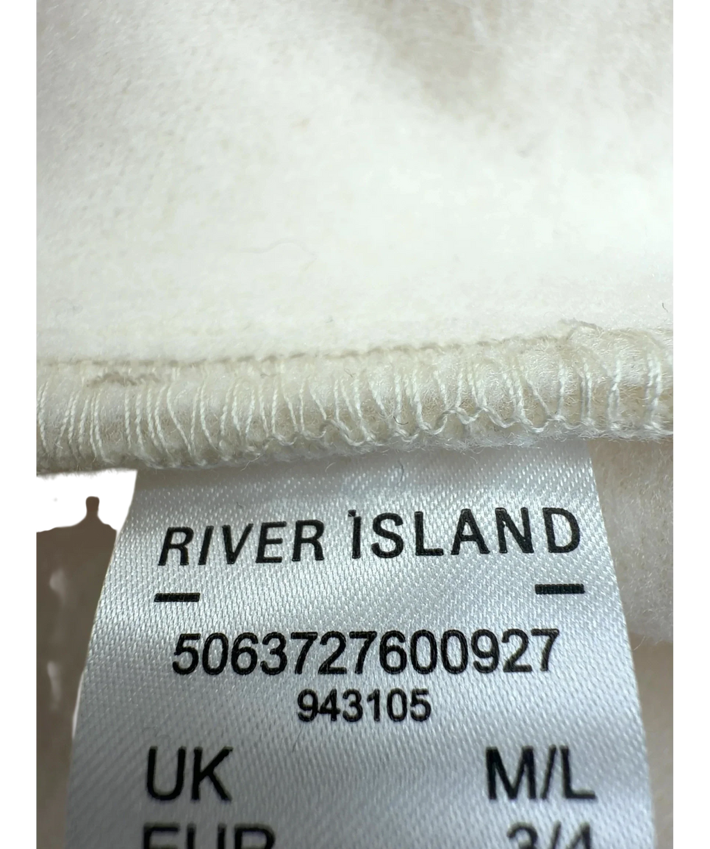 River Island Cream Cream Faux Leather Trim Scarf Cape, size UK M/L — fabric detail