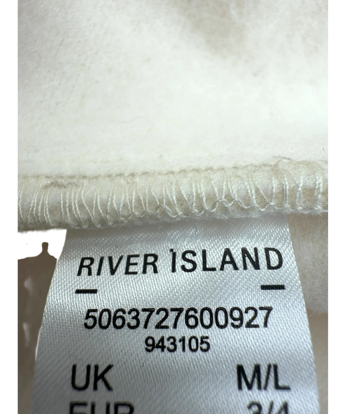 River Island Cream Cream Faux Leather Trim Scarf Cape, size UK M/L — fabric detail