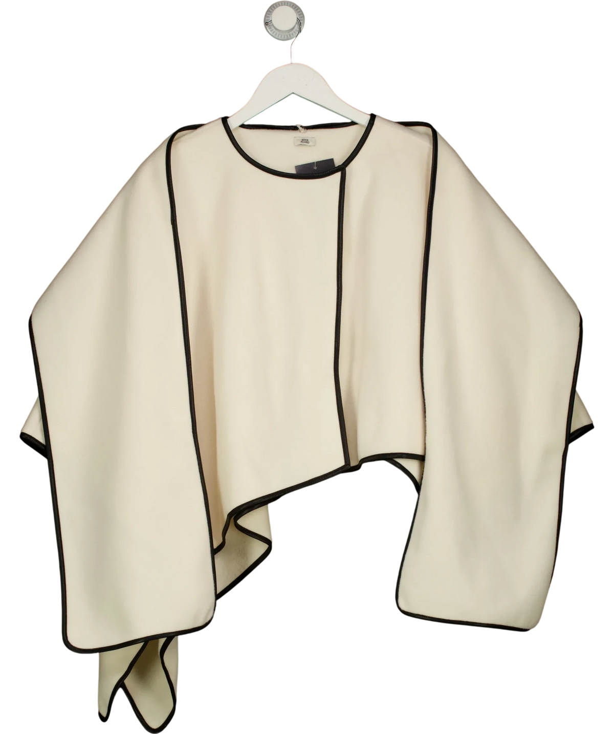 River Island Cream Cream Faux Leather Trim Scarf Cape, size UK M/L — front