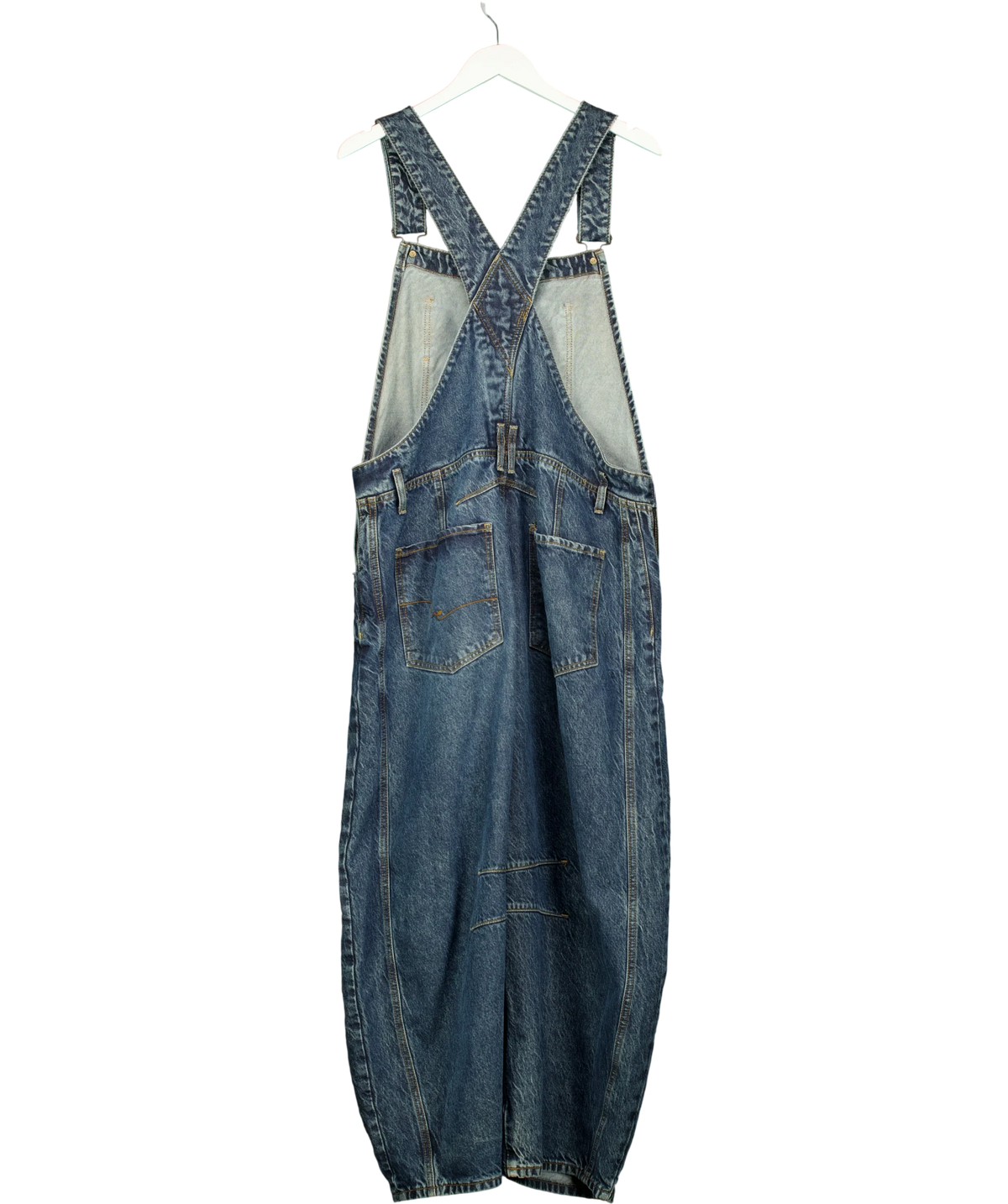 We The Free Blue Good Luck Barrel Overalls / Dungarees, size UK XL — back