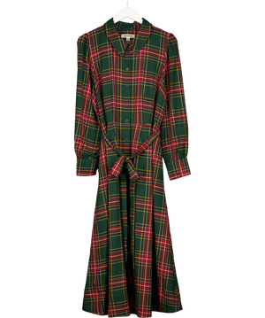 Boden Maeve Check Midi Shirt Dress Green UK 18