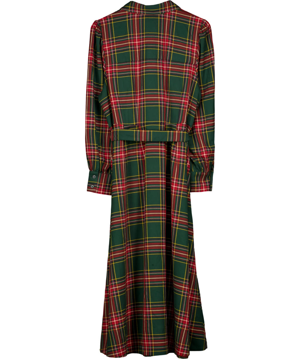 Boden Green Maeve Check Midi Shirt Dress, size UK 18 — back