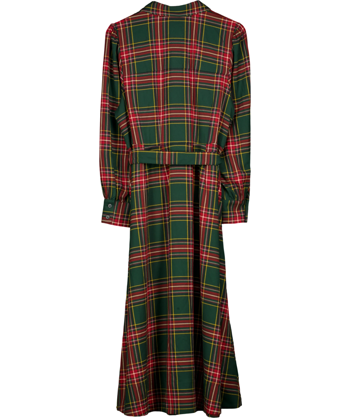 Boden Green Maeve Check Midi Shirt Dress, size UK 18 — back