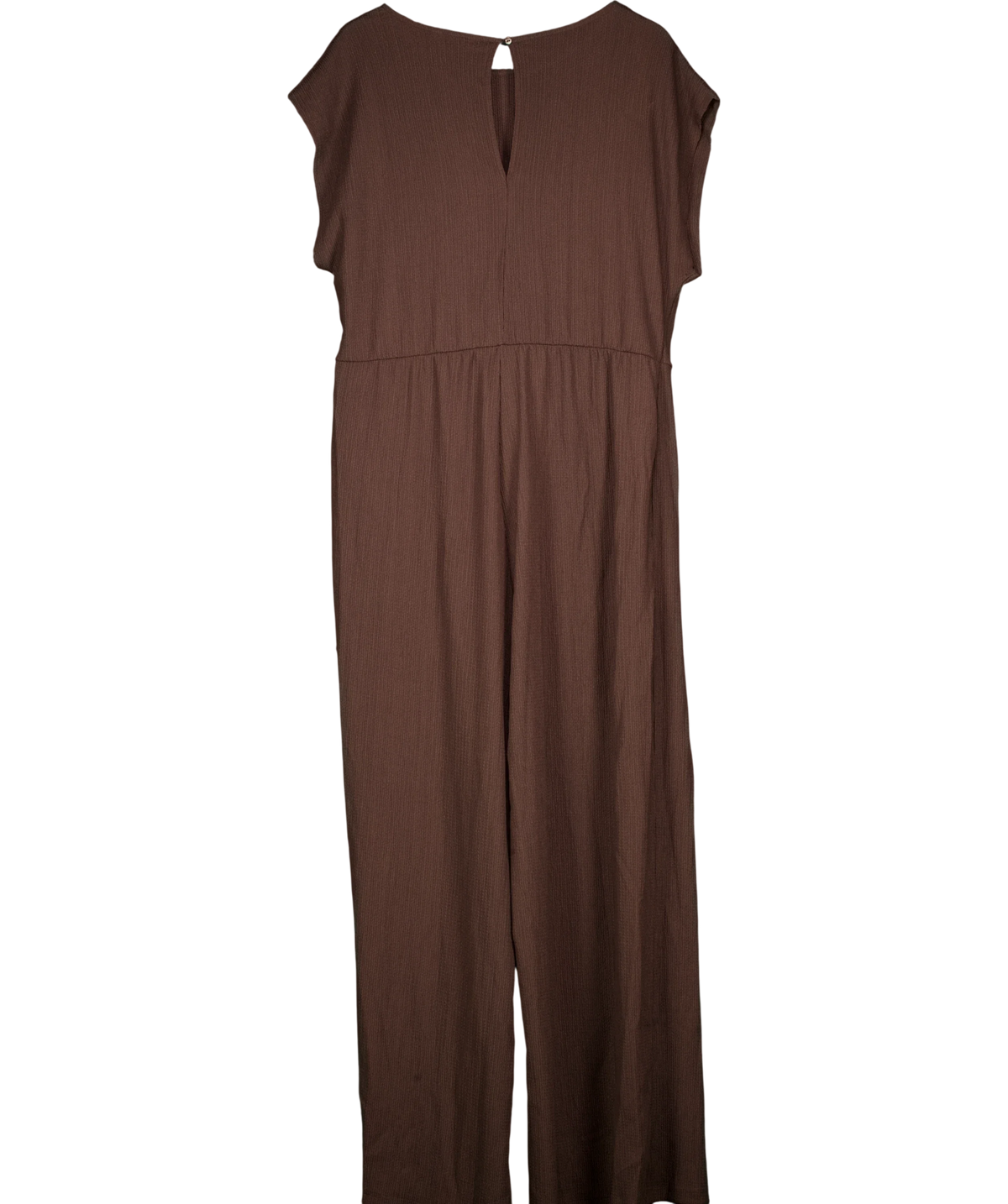 River Island Brown Brown Textured Tie Side Jumpsuit, size UK XL — back