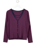 Uniqlo Blue Women's Ribbed V Neck Cardigan (Striped), size UK XXL — front