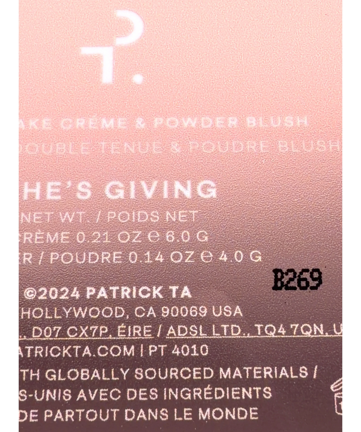 Patrick TA SHE'S GIVING Major Headlines Blush Duo, size 6.0g — care label