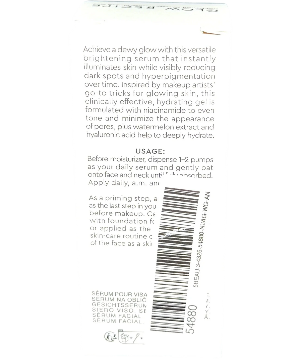 glow recipe Watermelon Glow Niacinamide Dew Drops, size 15ml — back