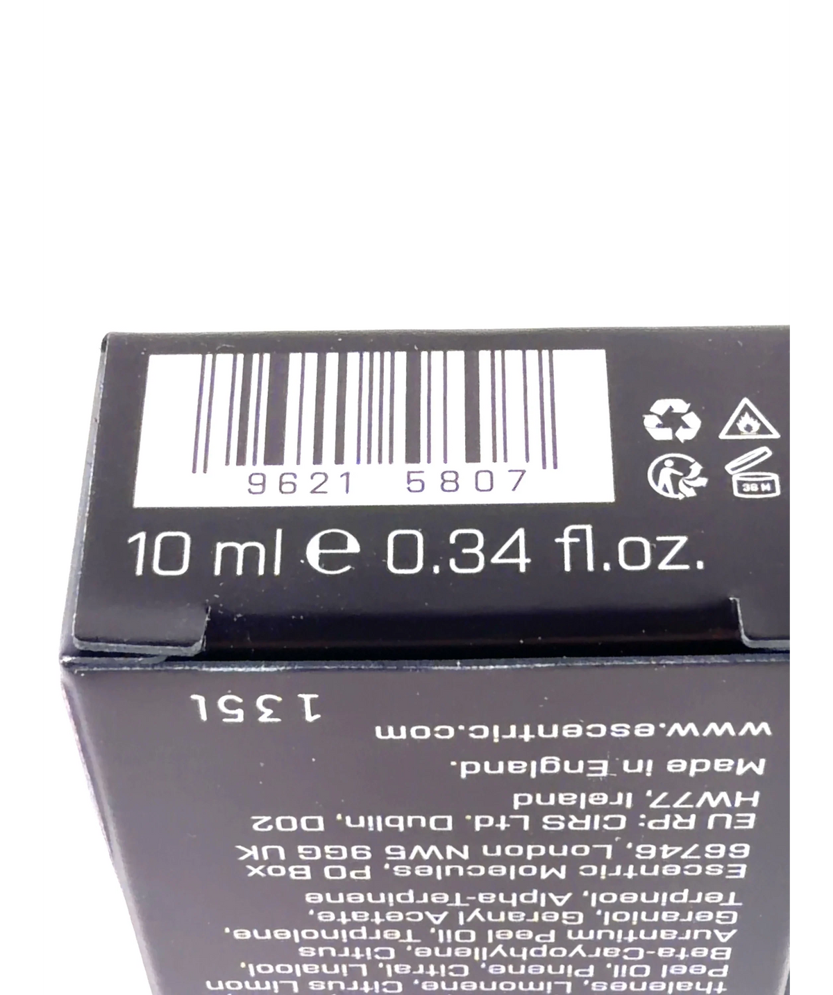 Escentric Molecules Escentric 01, size 10ml — care label