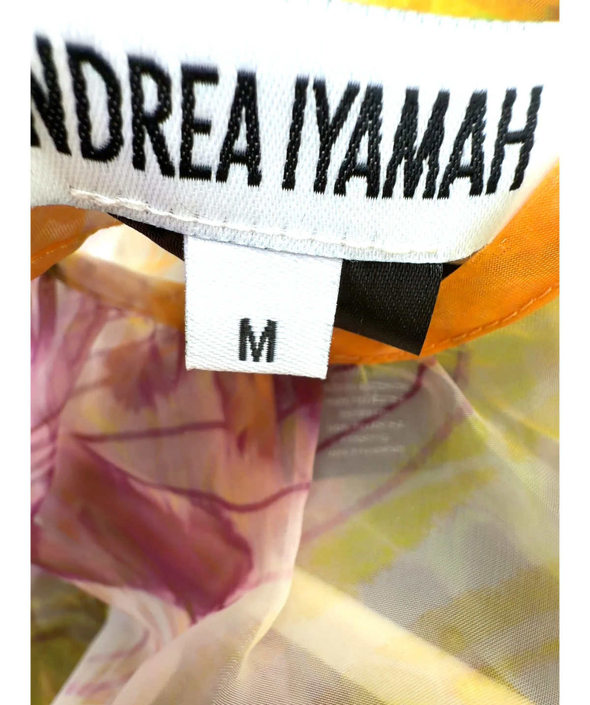 Andrea Iyamah Yellow chiffon floral co-ord set, size UK M — care label