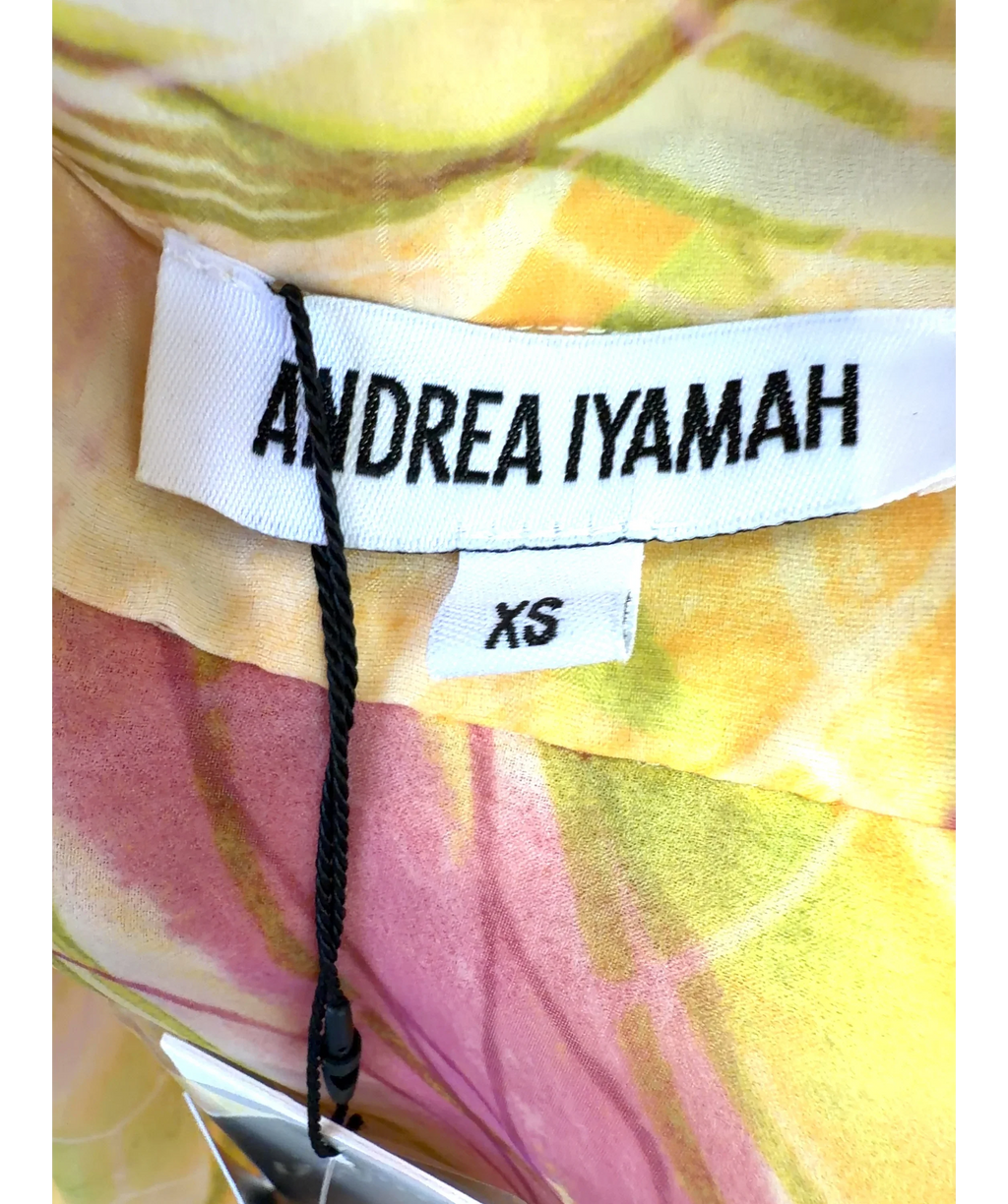 Andrea Iyamah Yellow chiffon floral co-ord set, size UK M — fabric detail