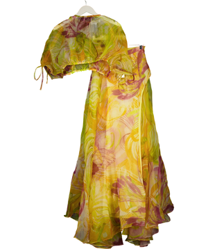 Andrea Iyamah Chiffon Floral Co-Ord Set Yellow UK M